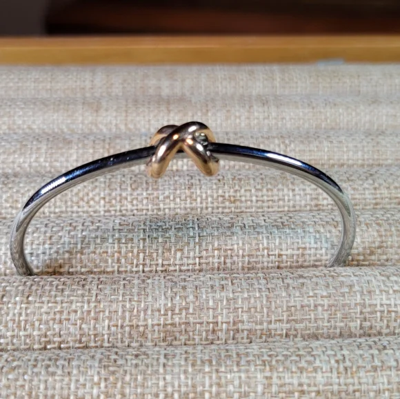 MVMT Stainless Steel Cuff Bracelet with 8K Rose Gold Plated Knot - Picture 2 of 10